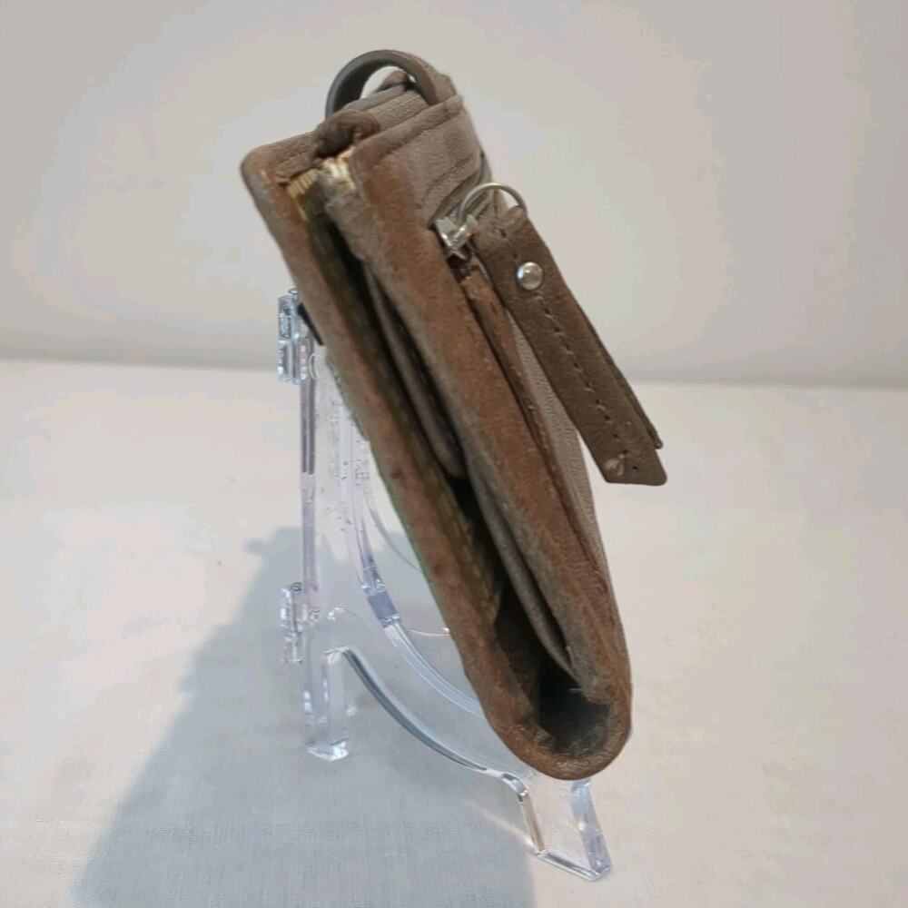 Fossil Brown Womens Fold Wallet Geometric Camera Lamb Leather Zipper Button Logo - Picture 4 of 15